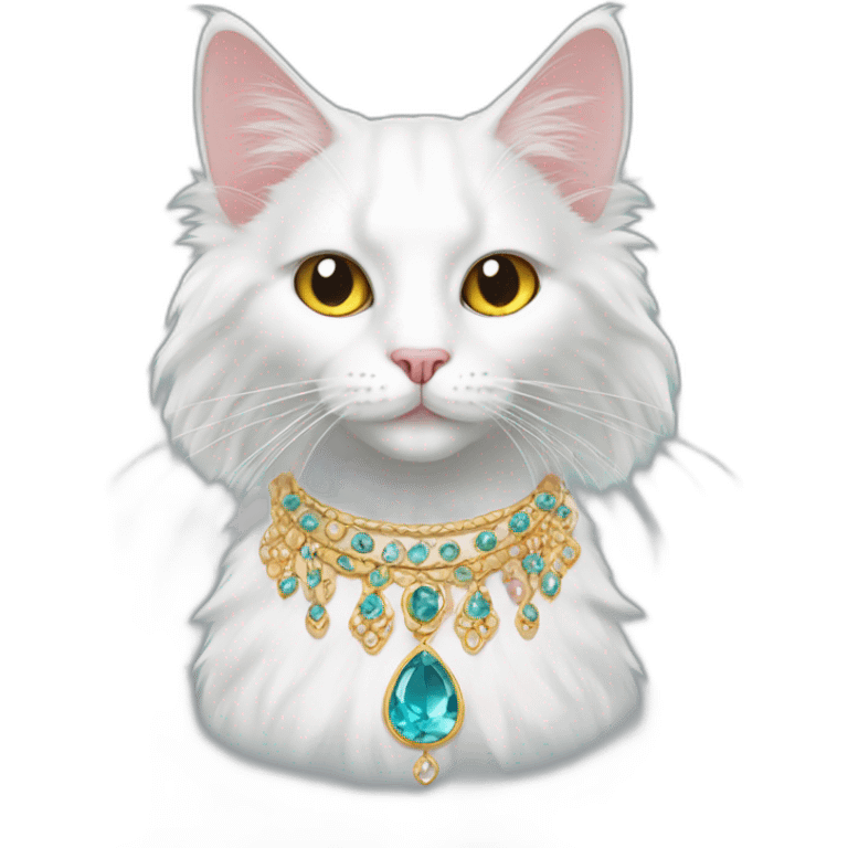 Turkish Angora Cat with jewelry emoji