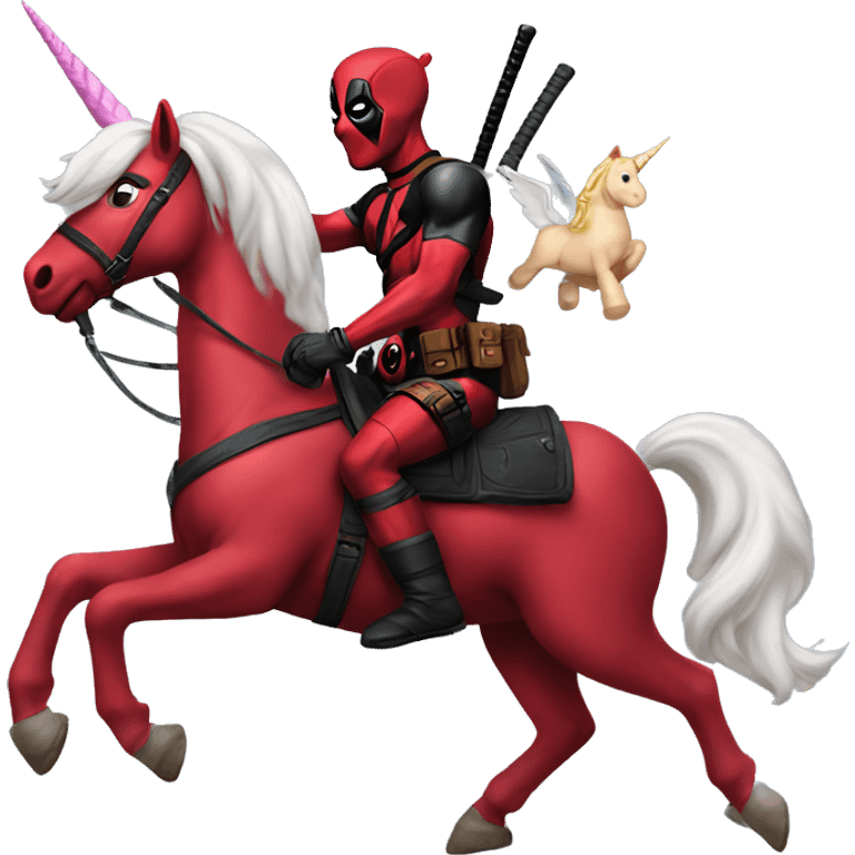 Deadpool riding a unicorn  emoji