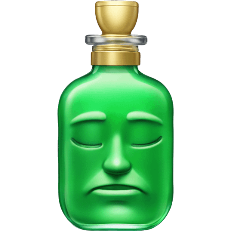 Perfume bottle in shape of a man's body with green liquid emoji