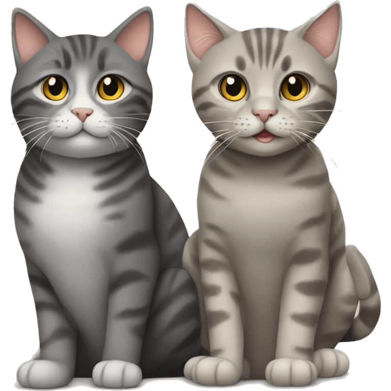 Tabby cat and grey cat sitting together  emoji