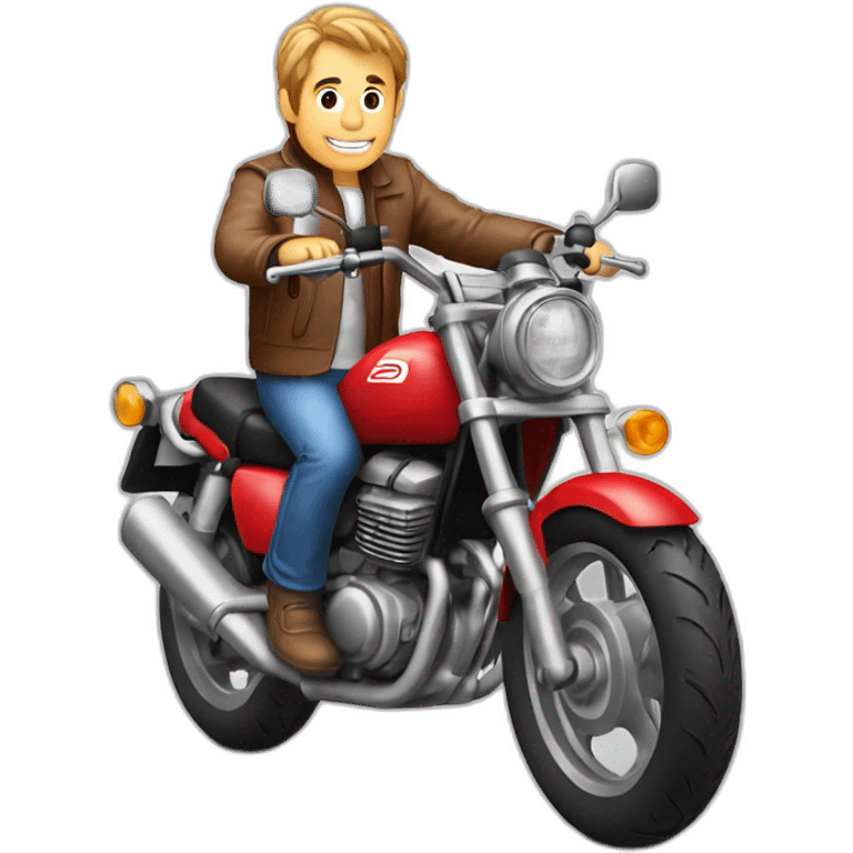 A middle age man on motorcycle honda Red 250 1885  emoji