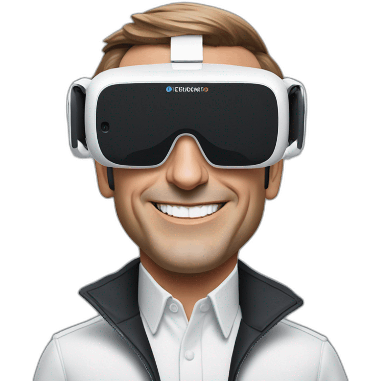 Head President Macron with oculus quest white emoji