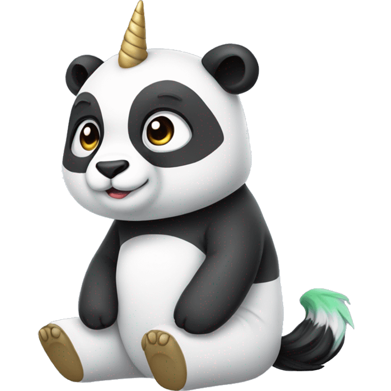 an pandacorn. an mix between panda and unicorn. sitting down. whole body. emoji