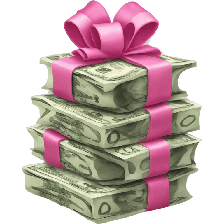 money stack with pink bow emoji