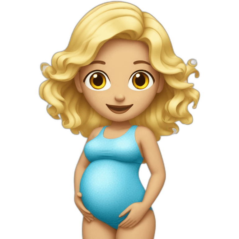 adorable pregnant blond full body women with beach-wave-hair emoji