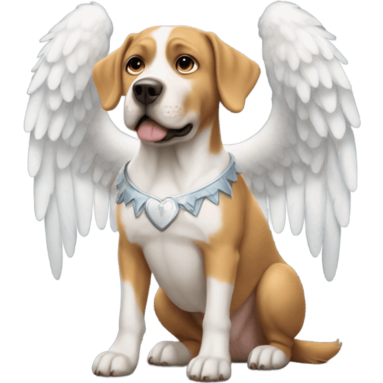 Bully dog wearing angel wings emoji