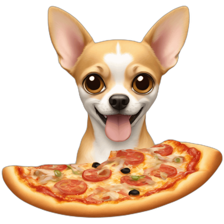 a chihuahua eats pizza emoji