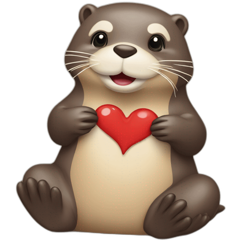 Une loutre qui mange un coeur emoji