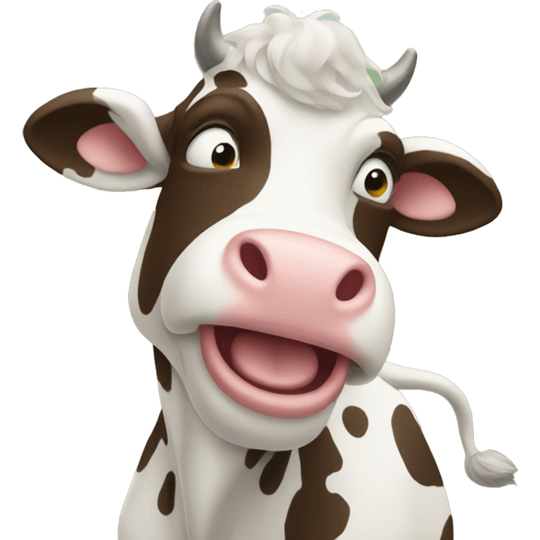 A cow who is dancing emoji