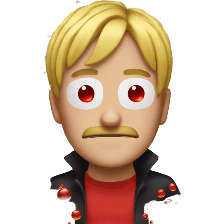 emoji with a red liquid running from his nose like sanji in one piece emoji