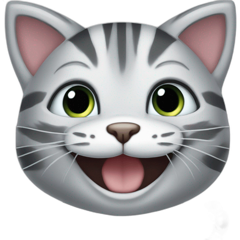 Laughing happy grey striped kitten robot emoji