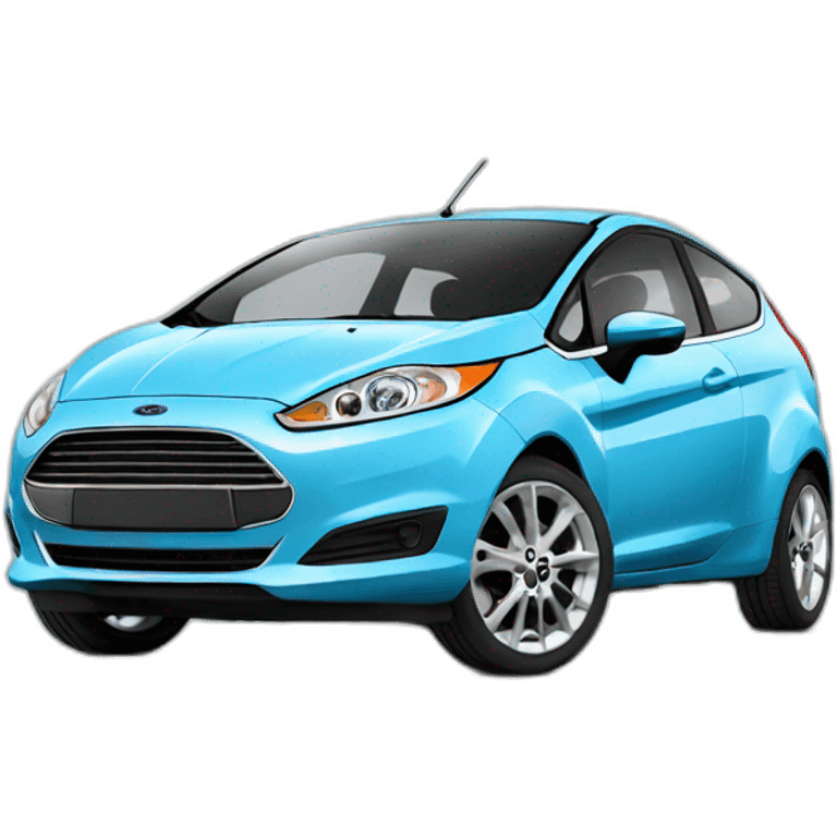 Light Blue Ford Fiesta with mouth emoji