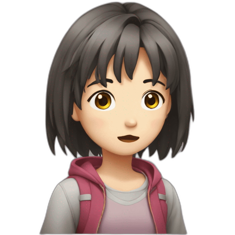 Shrugging young girl anime emoji