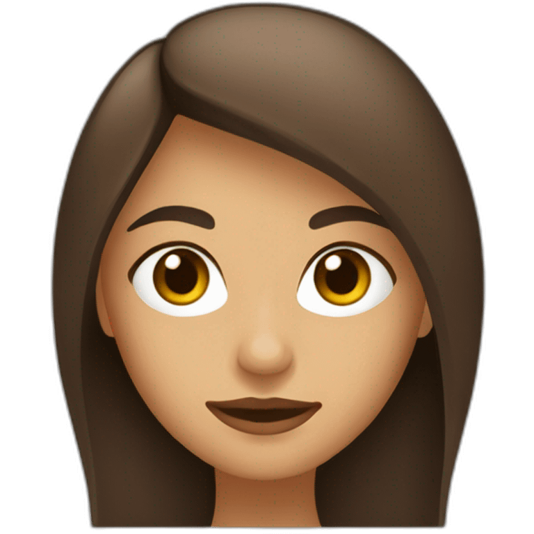 chica de ojos marrones y pelo largo castaño oscuro emoji