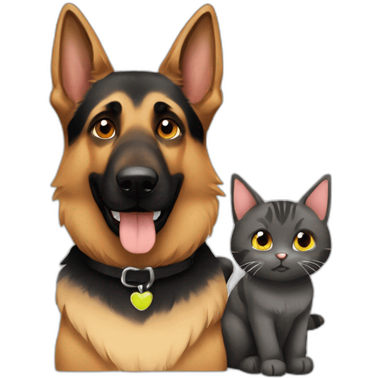 German Shepherd friends with a cat emoji