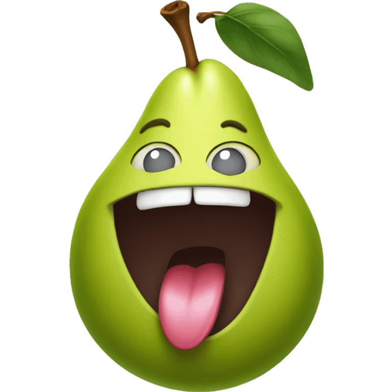 pear with big tongue out emoji