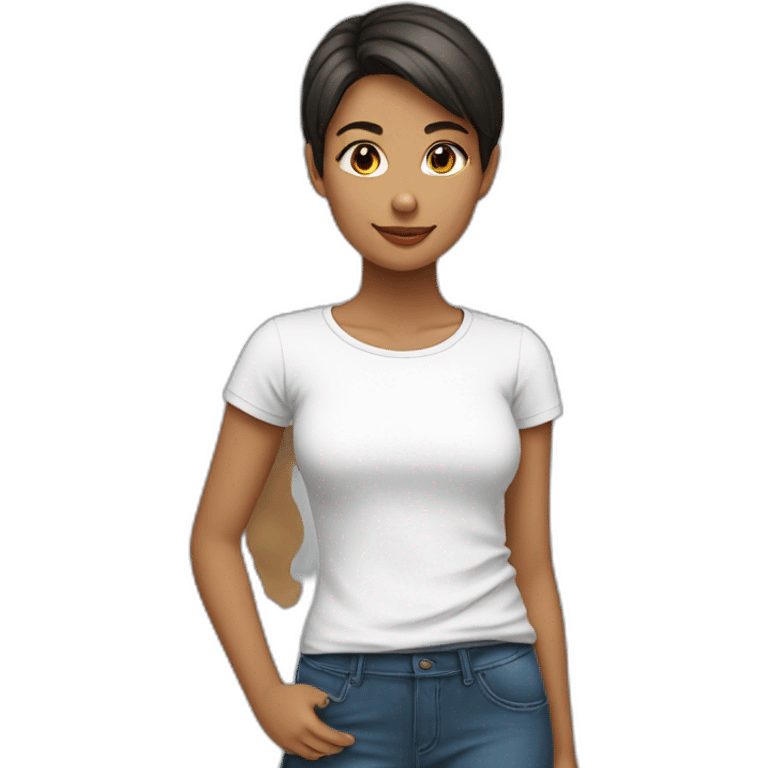 Girl-shorthair-testwhite-tshirt-mediumfast emoji