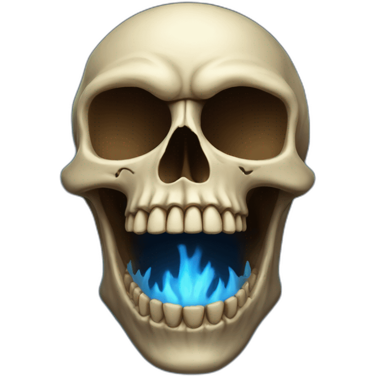 skull with open mouth in blue fire emoji