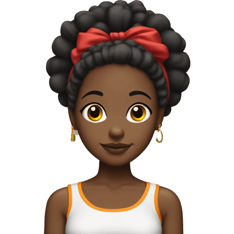 Black girl with Afro puffs wearing KC chiefs  emoji