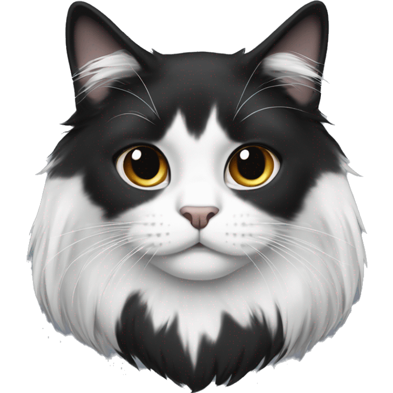 half Black and half white long hair cat with black muzzle emoji