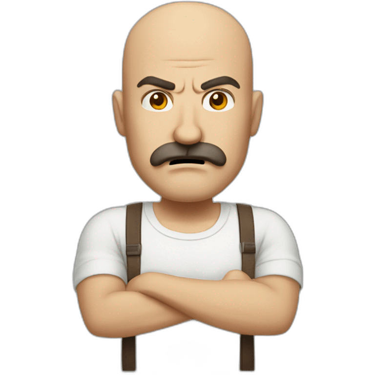 Angry Bald middle aged guy with brown hair and thick brown mustache emoji