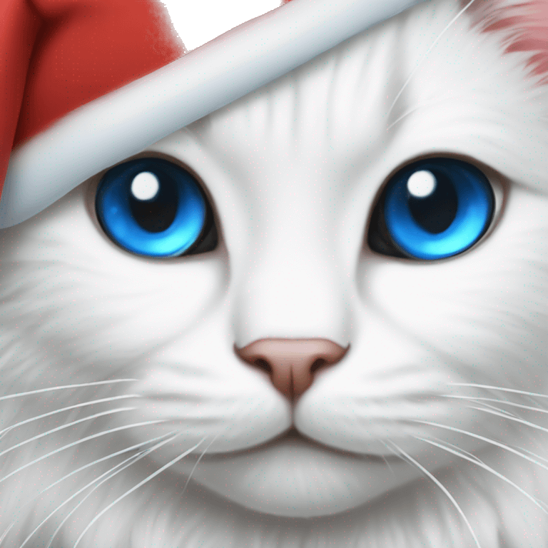 Santa Claus is a white cute cat with blue eyes  emoji