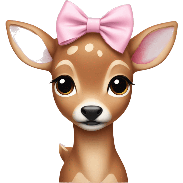 fawn wearing one baby pink bow emoji