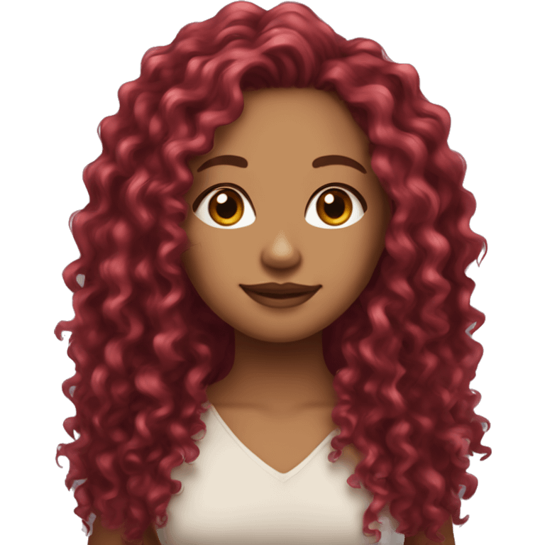 beautiful light skin with long burgundy curly hair  emoji