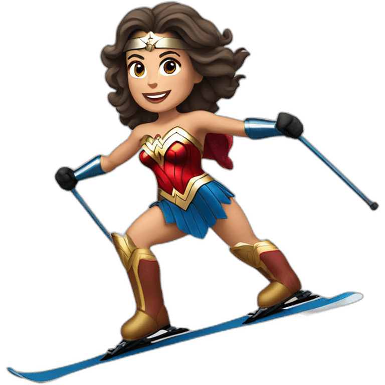 Wonder woman qui fait du ski alpin emoji