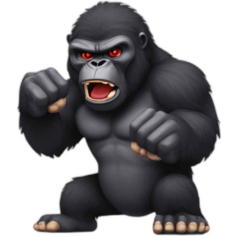 Angry Gorilla Red eyes fists up emoji