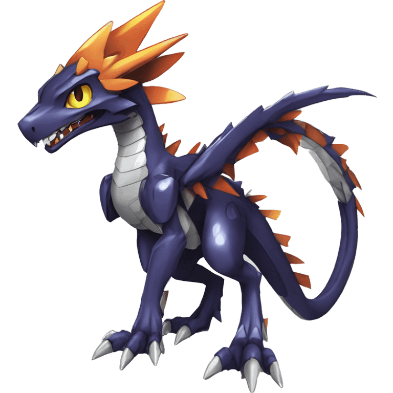  Edgy Shiny Futuristic Digimon-Fakemon-Reptile-Dragon-Sergal full body emoji