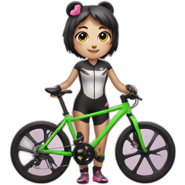 Cute Panda girl with road bike emoji