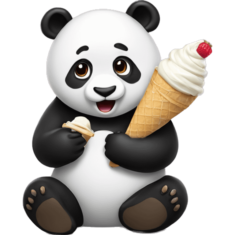 Panda eating ice cream emoji