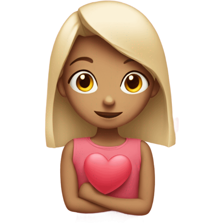 shy girl with hearts around emoji