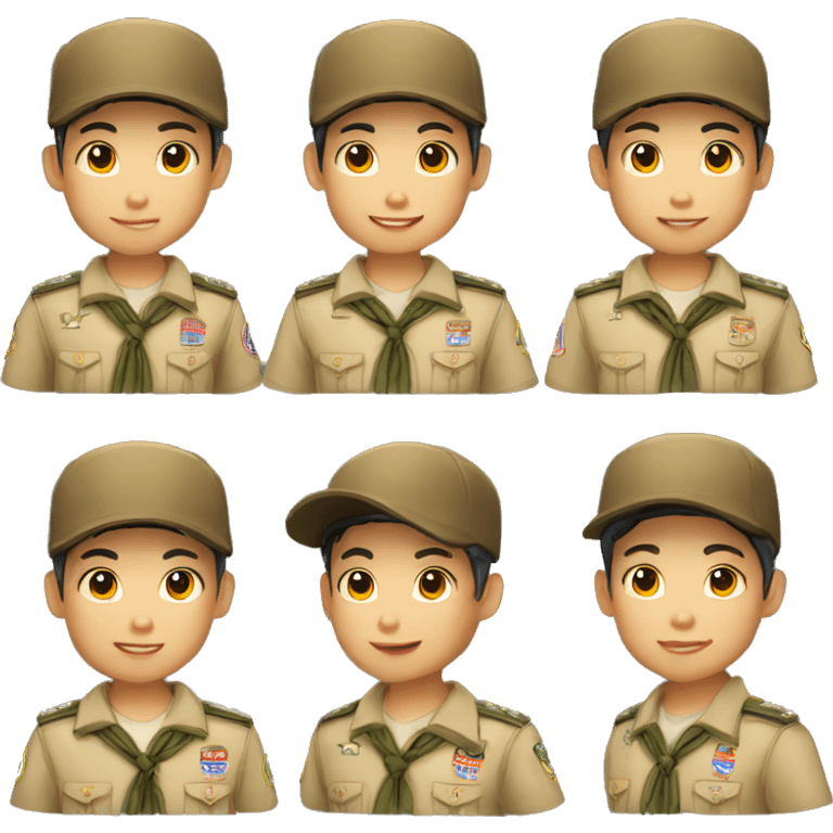 a scout boy wearing scout cap light skinned asian emoji