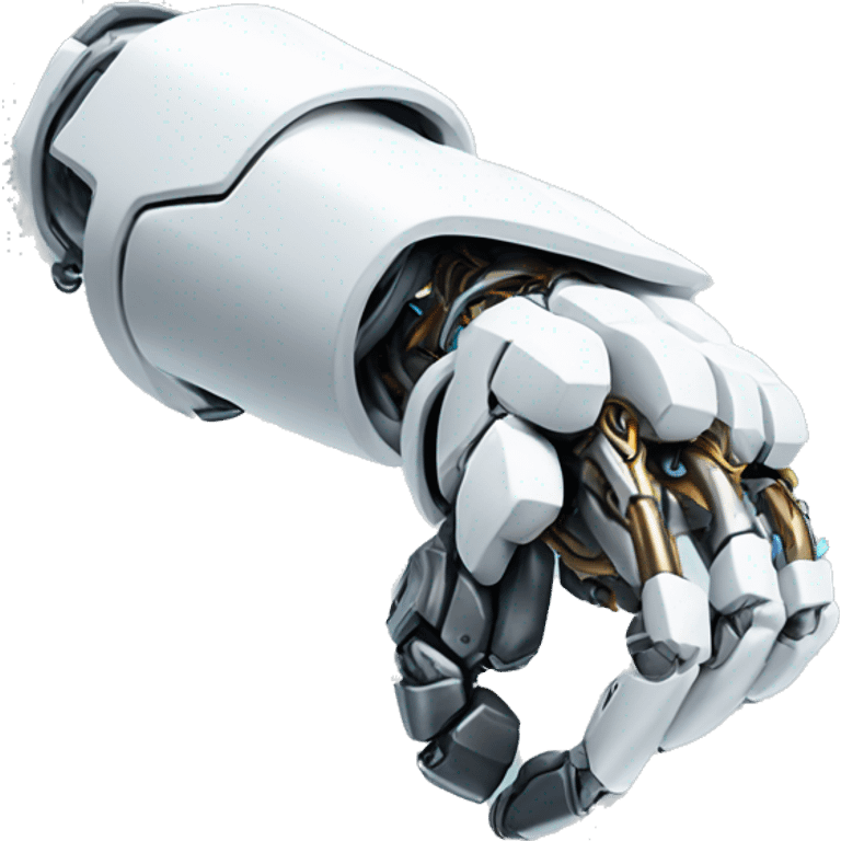 White mechanical cyborg arm and bicep emoji