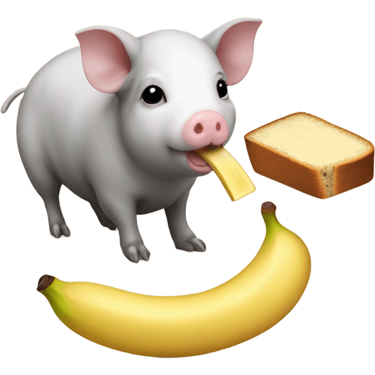 skinny pig eating banana bread emoji