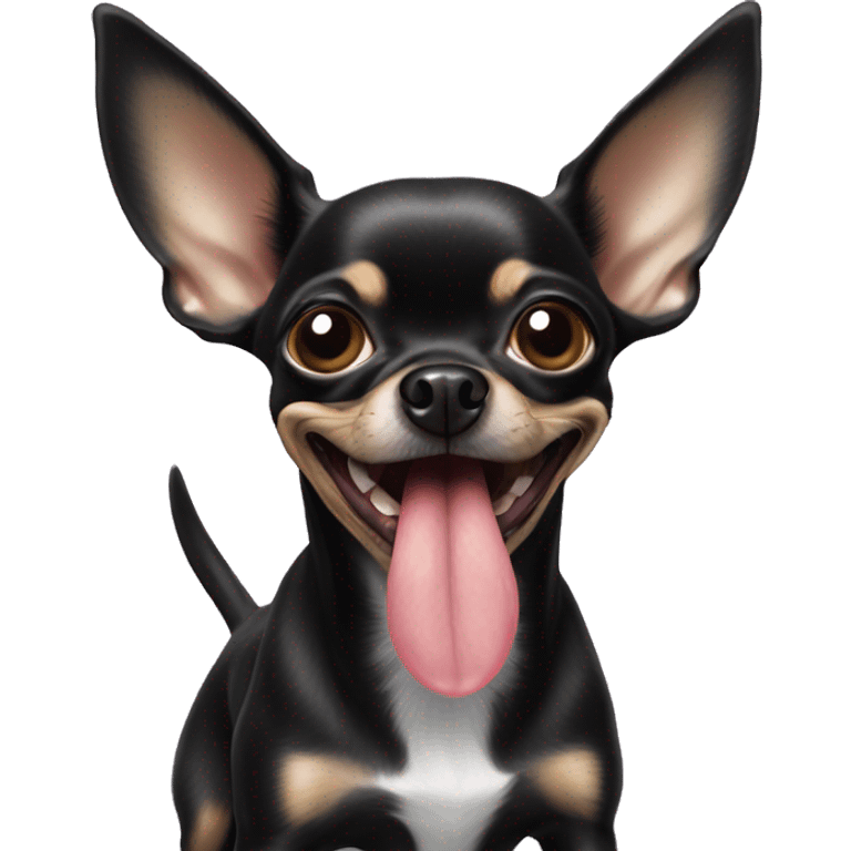 Black Chihuahua with a protruding tongue emoji