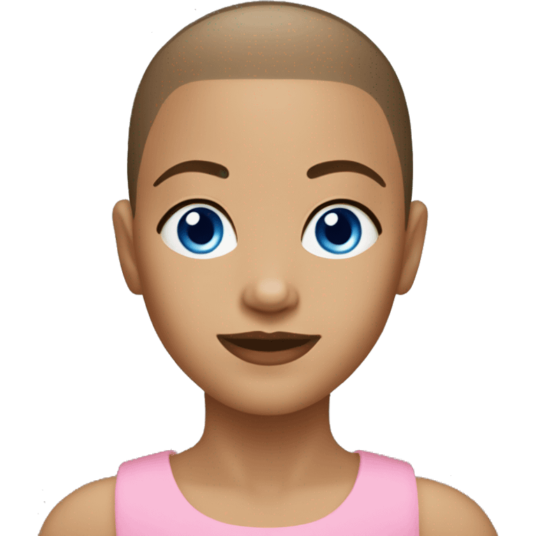 BLUE EYES BROWN BUZZ CUT LIGHT SKIN GIRL emoji