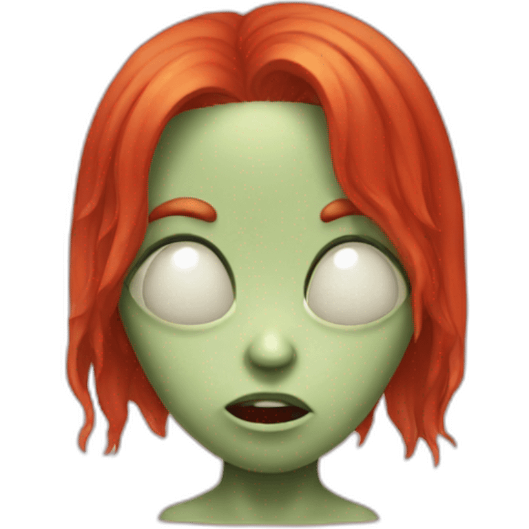 Crying alien with red hair emoji