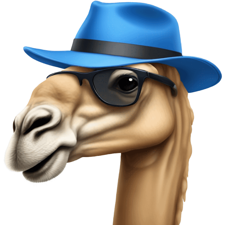 Blue hat sunglasses dromedary emoji