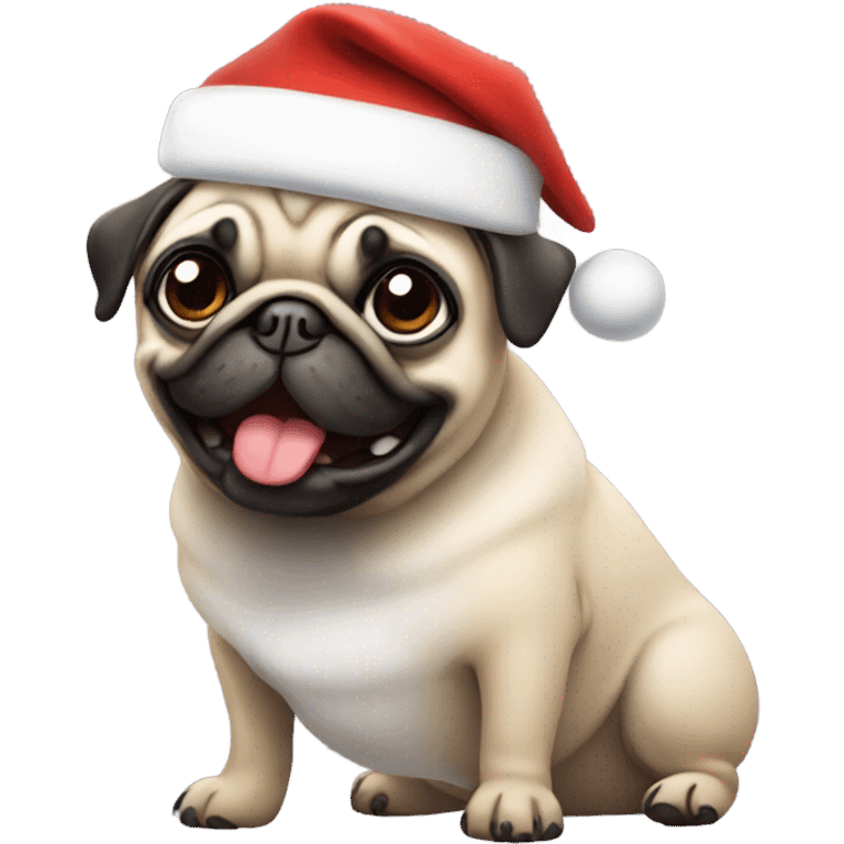 Pug wearing Santa hat emoji