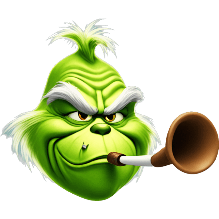 The grinch smoking a pipe emoji