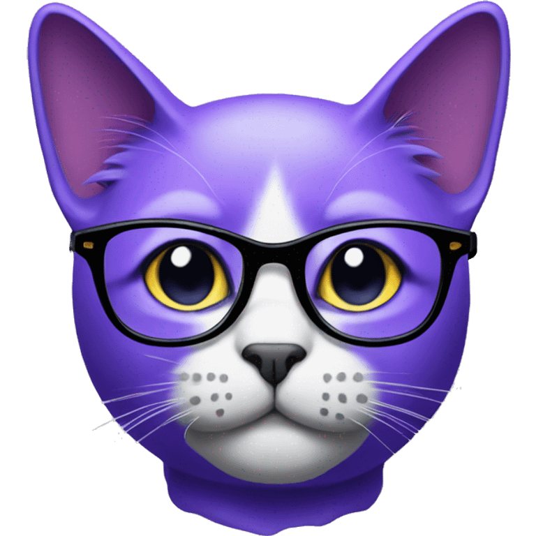 purple cat as designe, with glasses emoji