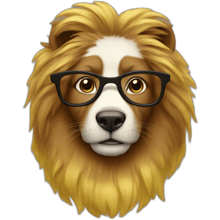 on with yellow fur brown mane and glasses emoji