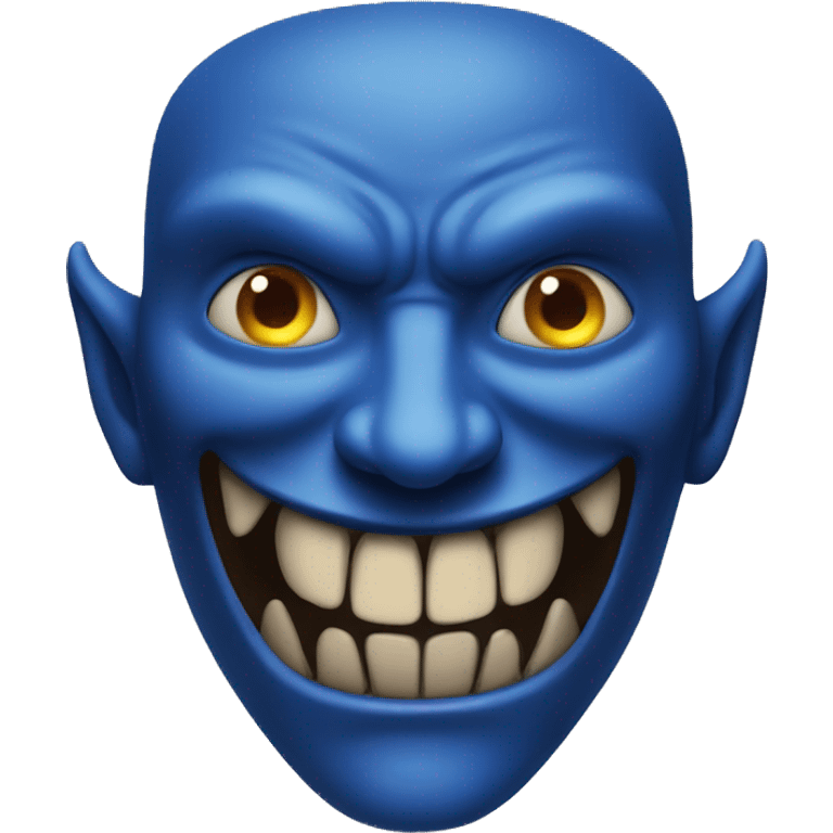 blue demon with a creepy smile emoji