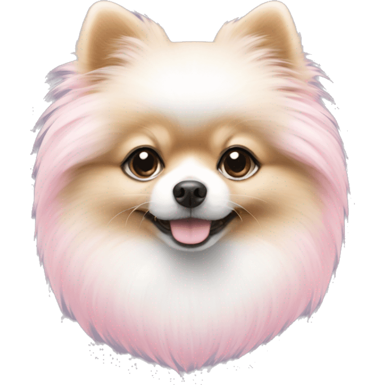 White and pastel pink Pomeranian  emoji