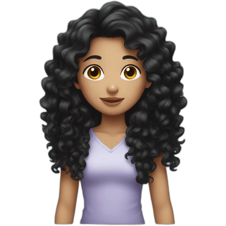 Girl with long black curly hair emoji