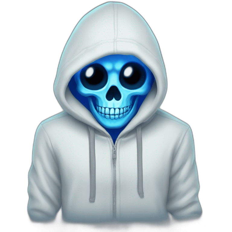 Blue hoodie skeleton glowing eye emoji