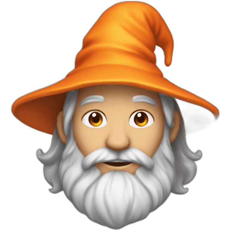 portrait smiling of a wizard style of Merlin, with orange hat emoji